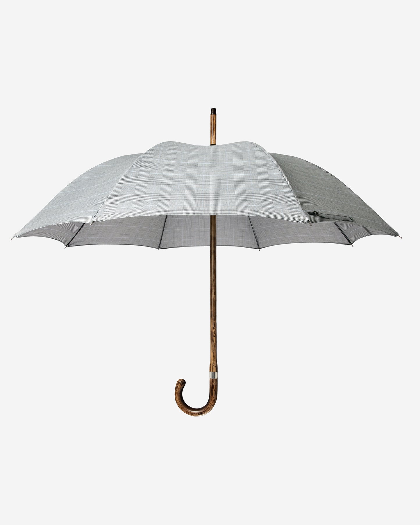 Prince of Wales Check Oak Solid Stick Umbrella