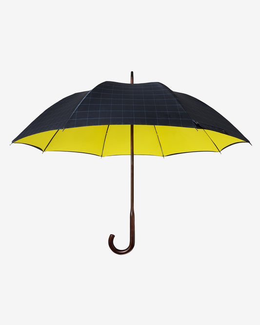Navy Windowpane Yellow Classic Umbrella
