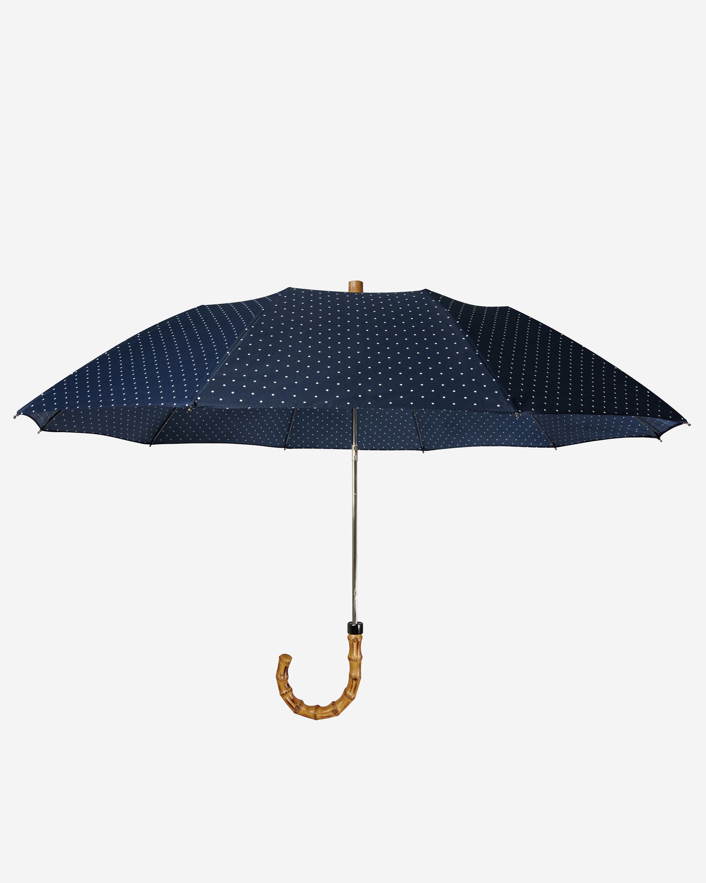 Navy Polka Dot Whangee Telescopic Umbrella