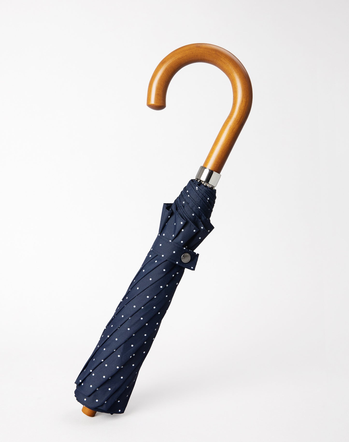 Navy Polka Dot Maple Telescopic Umbrella