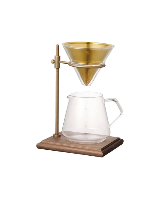 Kinto SCS-S02 Brewer Stand Set - Walnut and Brass