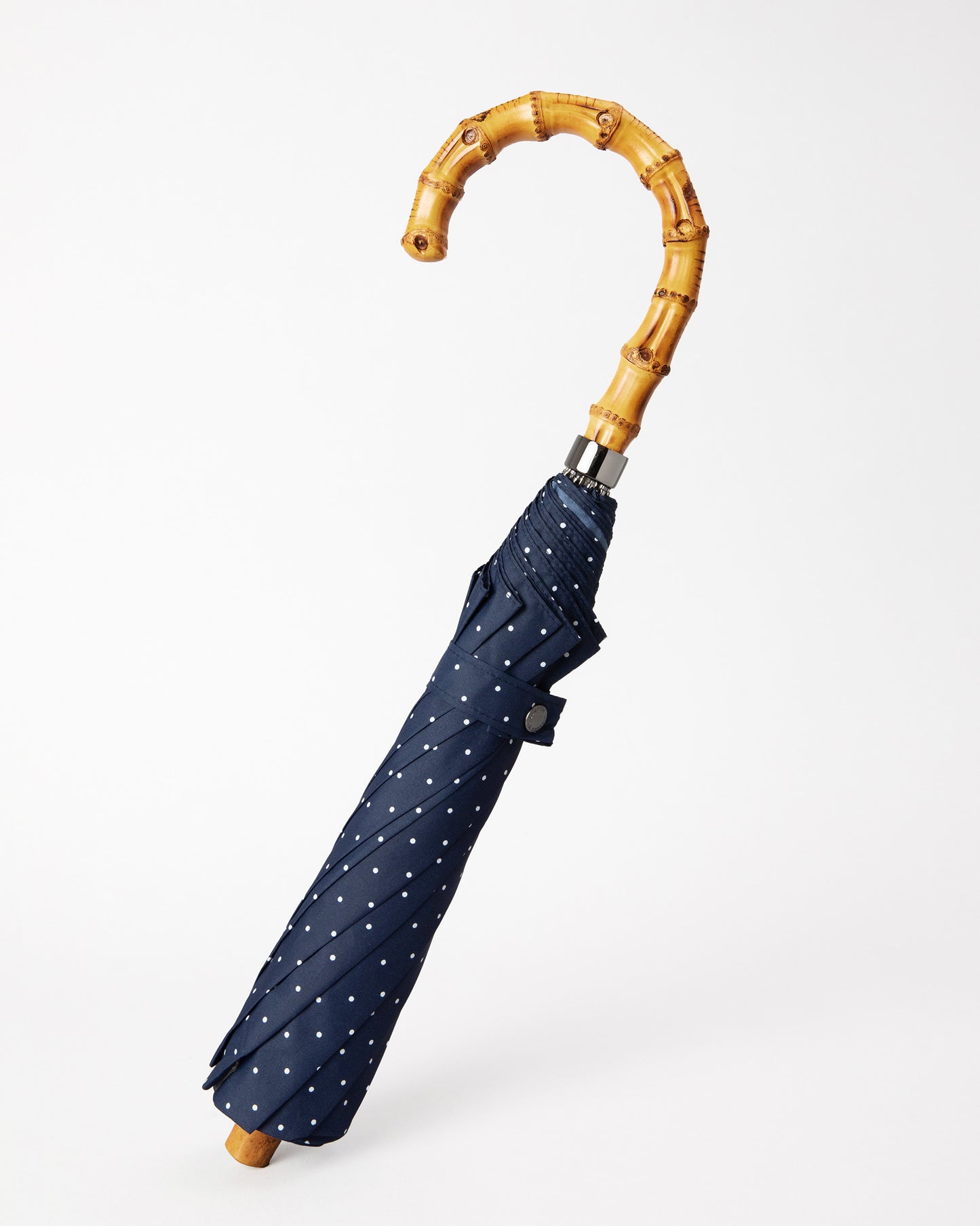 Navy Polka Dot Whangee Telescopic Umbrella