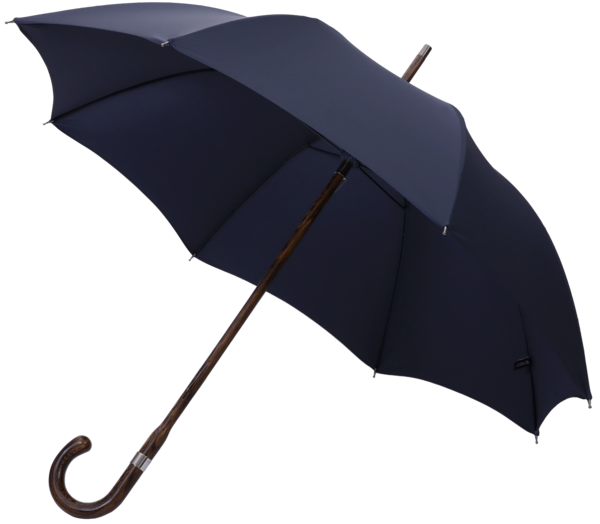 Dark Navy Polished Oak Solid Stick Umbrella | Luxury & British 