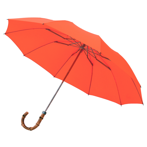 Orange Whangee Cane Crook Handle Telescopic Umbrella | London Undercover